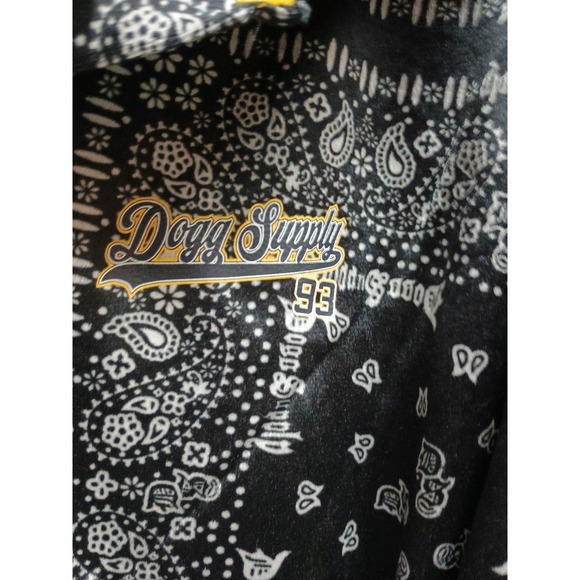Dogg Supply By Snoop Dogg Robe Mens M Hooded Tie Pockets Black White Bandana - Picture 2 of 6